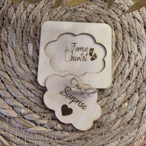 Annonce grossesse nuage bebe original bois carte sujet
