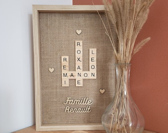 Tableau personnalisé Scrabble famille cadeau cadre