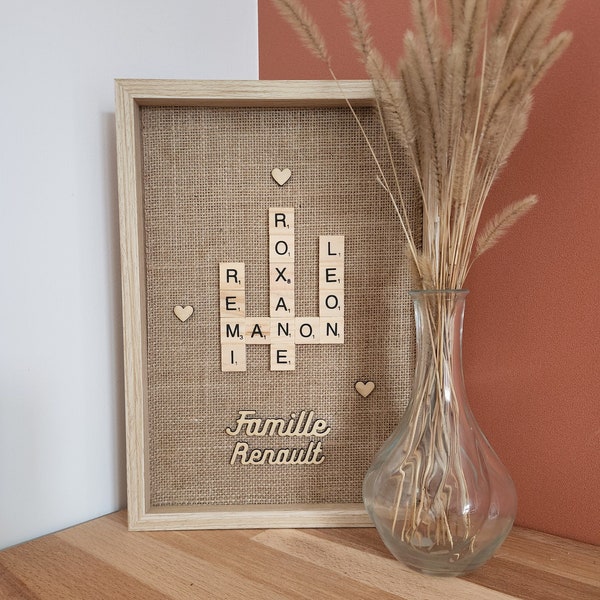 Tableau personnalisé Scrabble famille cadeau cadre