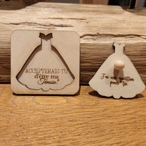 Cadeau demande temoin mariage souvenir bois