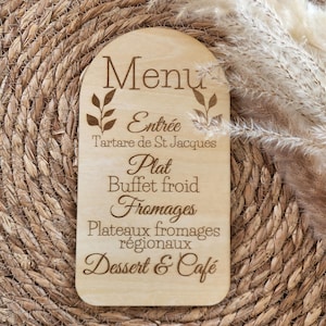 Menu table mariage bois feuille champêtre personnalisé mariage bapteme anniversaire plan table