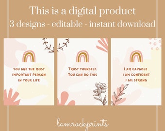 Pink Aesthetic Motivational Quote Poster, Daily Affirmation Printable Wall Art, Positive Affirmation Digital Download, Nursery Art, Kids Art
