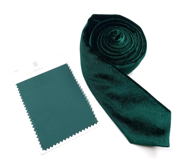 FOREST GREEN Velvet Necktie Dark Green Tie David's Etsy