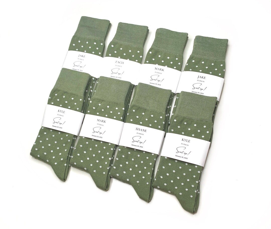 Dusty Sage Groomsmen Socks With Custom Labels Sage Green Etsy