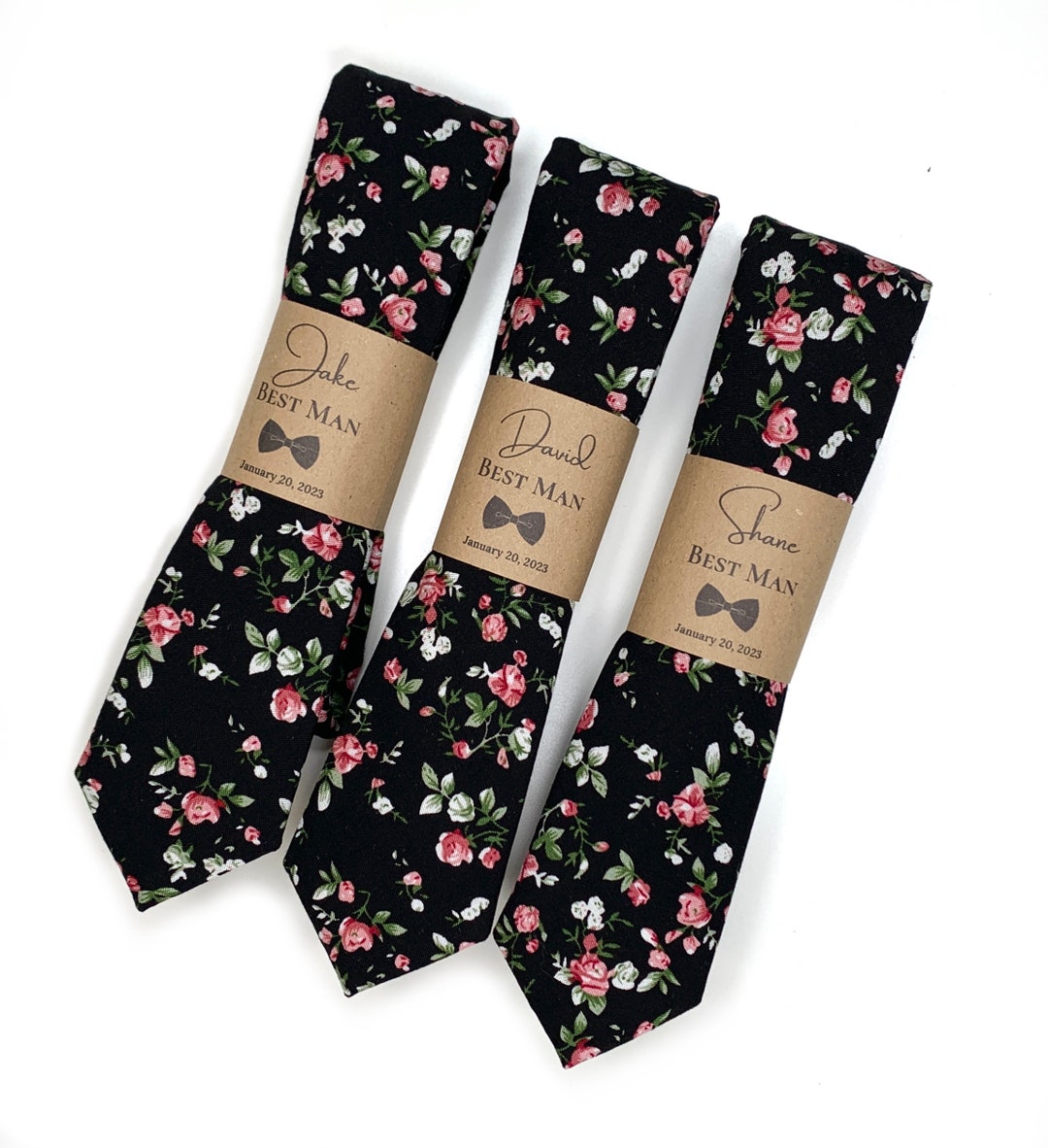 blush and grey tie