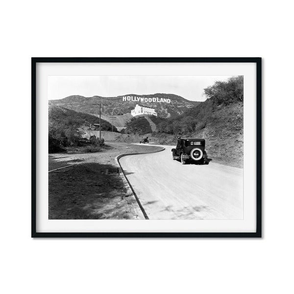 Hollywood Sign Vintage Photo 1935, Old Hollywood sign Hollywoodland black and white Photo Art Print, Vintage LA Photo Poster, Wall Art Decor