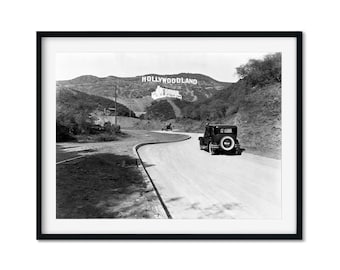 Hollywood Sign Vintage Photo 1935, Old Hollywood sign Hollywoodland black and white Photo Art Print, Vintage LA Photo Poster, Wall Art Decor