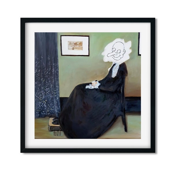 Mr. Bean Whistler's Mother Painting Poster by Mr. Bean Print, Funny Wall Art Photo Poster, Funny Room Decoration Poster Of Whistler's Mother