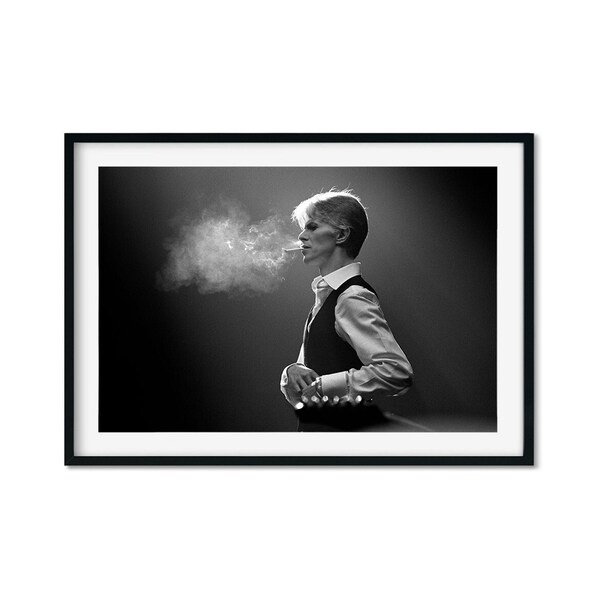 David Bowie Print, David Bowie Smoke Poster, Black and White Wall Art Print, Vintage Print, Photography Prints, High Quality Photo Art Print