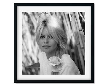 Brigitte Bardot Black And White Photo Portrait Print, Vintage Actress Poster, Brigitte Bardot Hollywood Art, Vintage Print, Photo Print