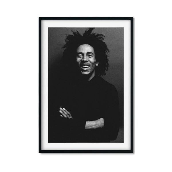 Bob Marley Portrait Print, Jamaican Reggae Singer, Black and White Wall Art, Vintage Print, Photography Prints, High Quality Photo Print