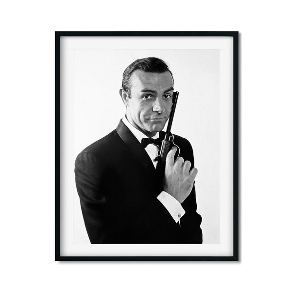 Sean Connery As James Bond Print, James Bond Iconic Poster Fashion Poster, Black and White Vintage Art Photography Print, High Quality Photo