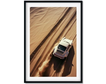 Porsche 911 In Desert Print, Classic Porsche Dakar Poster, Fine Art Photography, Wall Decor, Photography Prints, Museum Quality Photo Print