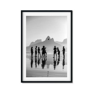 Rio De Janeiro Black and White Print, Summer Adventure friends Playing Altinha In Brazil Wall Art Print, Photo Prints, High Quality Photo