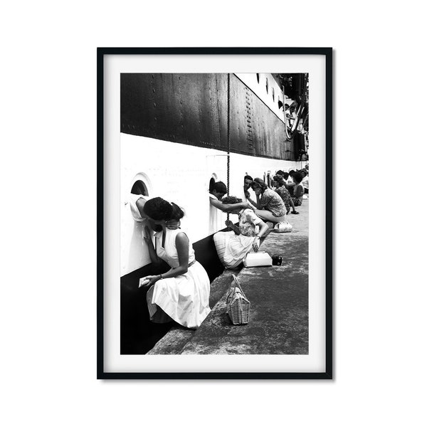 The Last Kiss World War II Black and White Wall Art, Vintage Print, Sailors Kissing Their Girlfriends Print, High Quality Photo Art Print