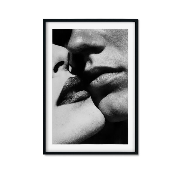 Le baiser par Helmut Newton impression, noir et blanc, impression de mode, photographie vintage, art mural rétro, impression vintage, art photo féministe