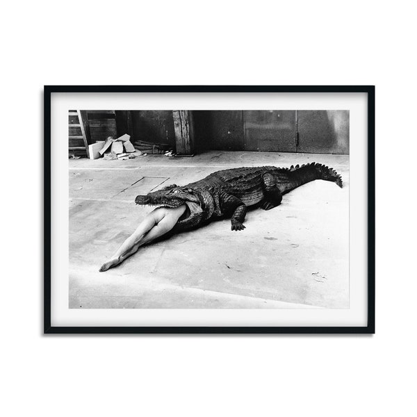 Pina Bausch's Ballet By Helmut Newton, Woman in a crocodile Black and White Poster, Vintage Print, Photography Print, Museum Quality