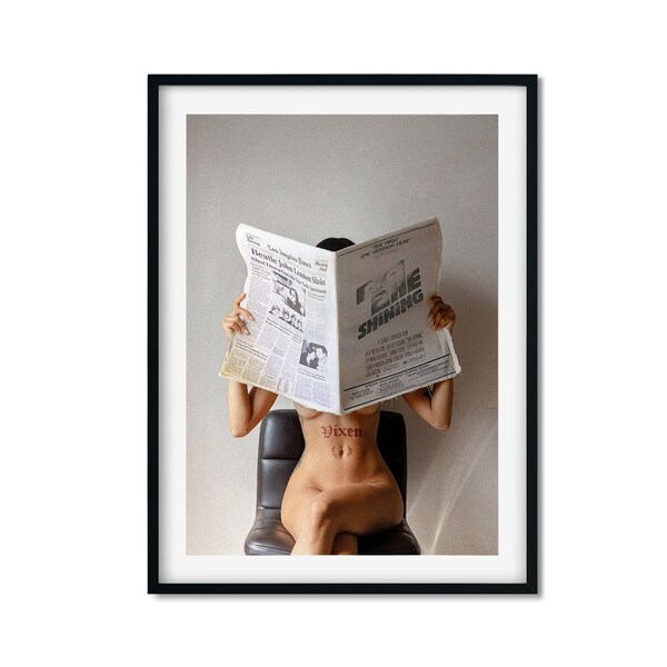 Sexy Woman Reading a Newspaper, Vixen Woman Photo, Fashion Photography Poster, Sexy Photo Vintage Feminist Print, Museum Quality Print