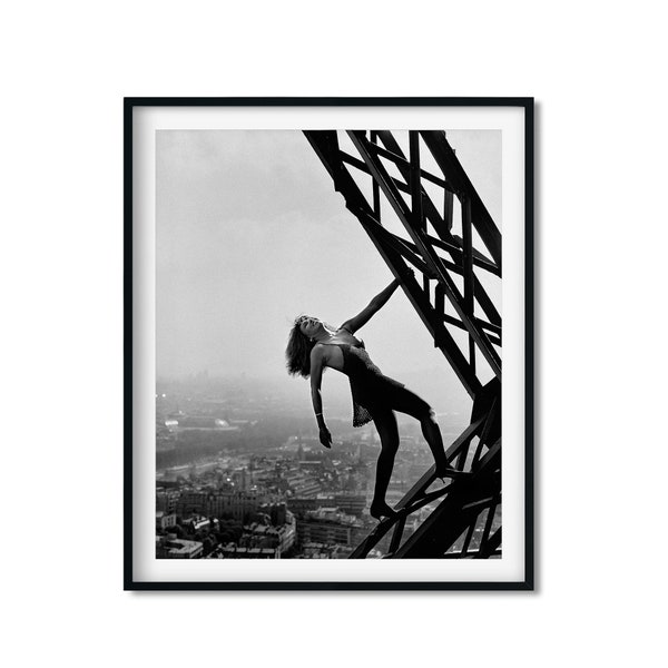 Tina Turner at the Eiffel Tower Photo, Peter Lindbergh, Paris Black and White Poster, Vintage Print, Photography Print, Museum Quality Print