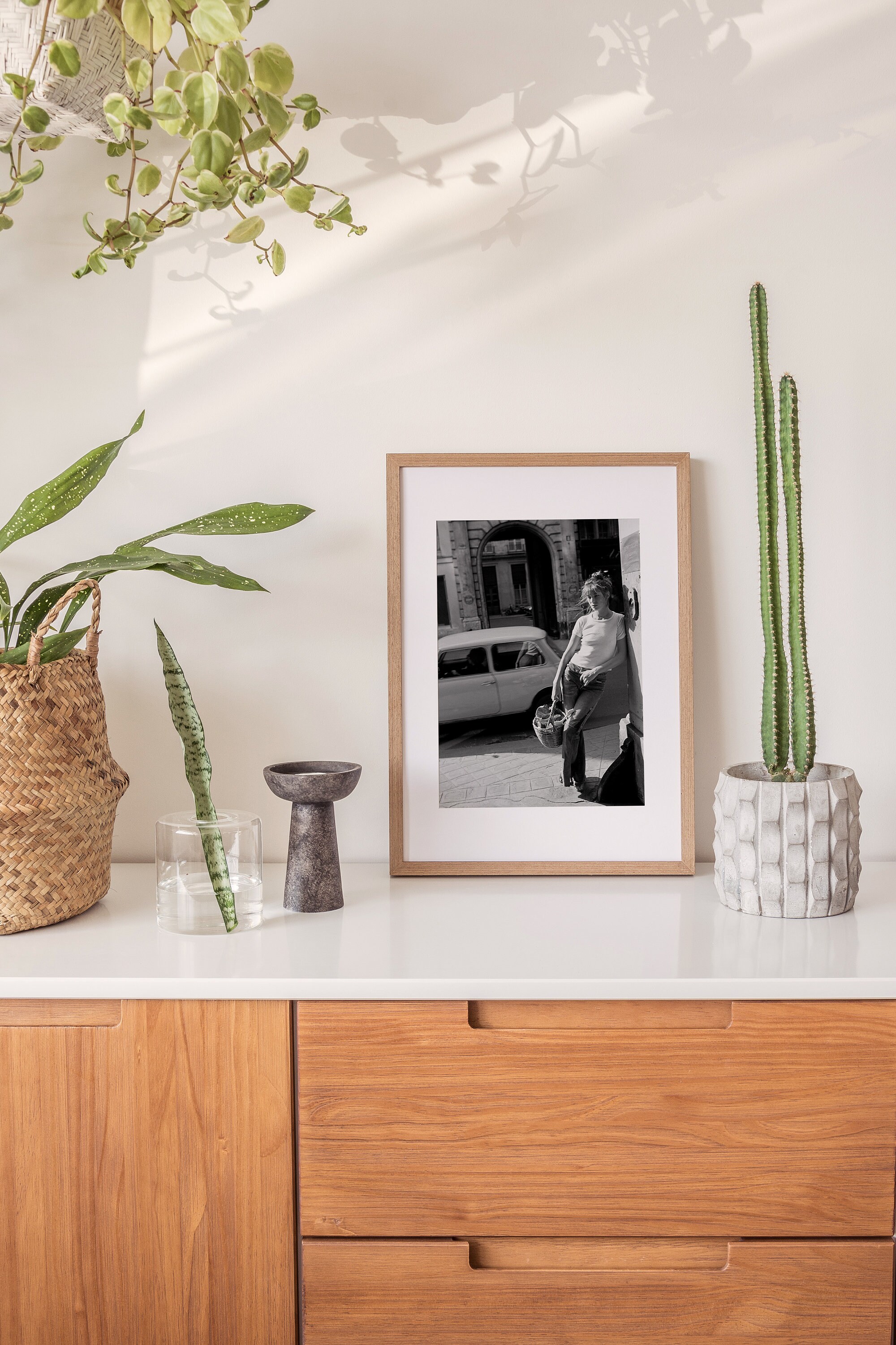 Jane Birkin Wicker Basket Print, Vogue Fashion Black and White Wall Art