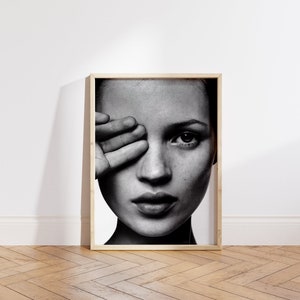 Kate Moss Portrait by Helmut Newton, Black and White Poster, Kate Moss ...