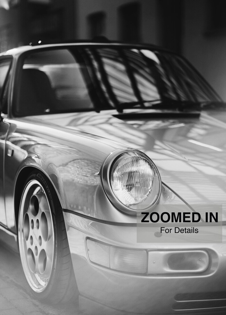 Porsche 911 Black and White Print, Classic Porsche Poster, Fine Art