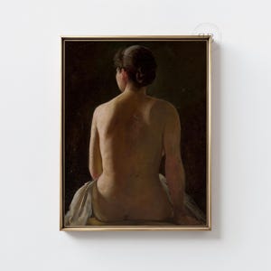 Classic Woman Back Portrait Oil Painting Print, Moody Female Figure Study Digital Download, vintage styl Living Room Decor, No.809