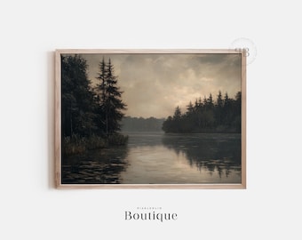 Forest Lake Dusk Print, Landscape Wall Art (Digital Download)
