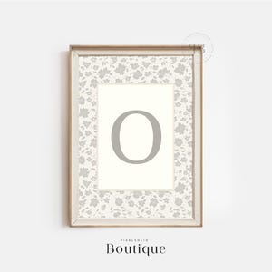 Elegante estampado floral con monograma de la letra O, regalo para bebé recién nacido, diseño de letras florales, decoración con estampado inicial, decoración con letras para guardería, n.º 496