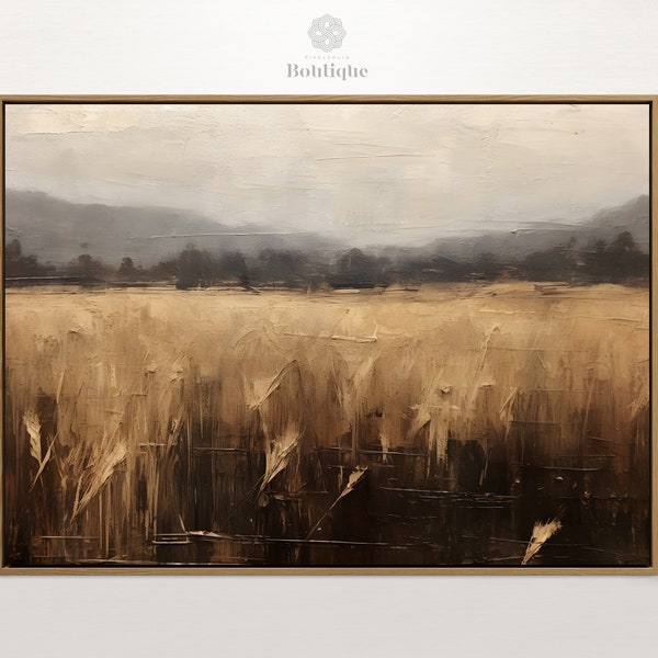 Classic Autumn Wheat Field, Calming Oil Painting, Soft Decor For Rustic Farmhouse, Instant Download, Home Decor, No.106