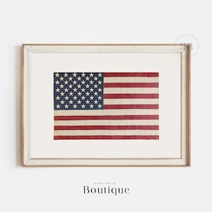 Patriotic American Flag Print Wall Art | USA Flag Decor & 4th of July Download | Vintage-Style Red White Blue Home Decor No.479