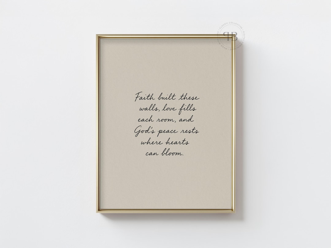 Christian Wall Art Printable, Faith Built This Home Quote, Minimal ...