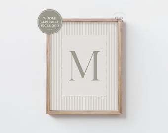 Sage Green Initial Print: Cottagecore Nursery Alphabet Art (Digital Download)