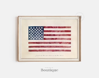American Flag Art Print, Patriotic USA Wall Decor (Digital Download)
