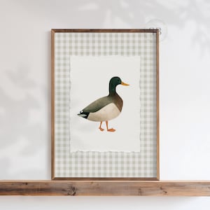 Mallard Duck Watercolor Printable, Farmhouse Nursery Wall Art, Country Kids Decor, Kids Room Illustration Download, Vintage Style, No.879