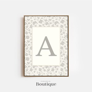 Elegante estampado floral con monograma de la letra A, regalo para bebé recién nacido, diseño de letras florales, decoración con iniciales, decoración con letras para guardería, n.º 482