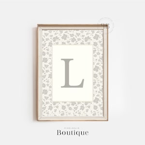 Elegante estampado floral con monograma de la letra L, regalo para bebé recién nacido, diseño de letras florales, decoración con estampado inicial, decoración con letras para guardería, n.º 493