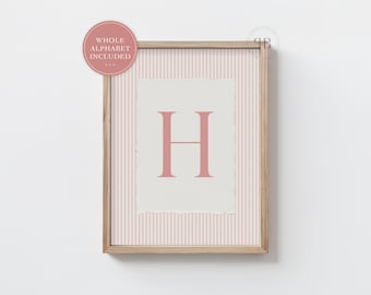 Blush Pink Initial Print: Minimalist Letter Wall Art (Digital Download)