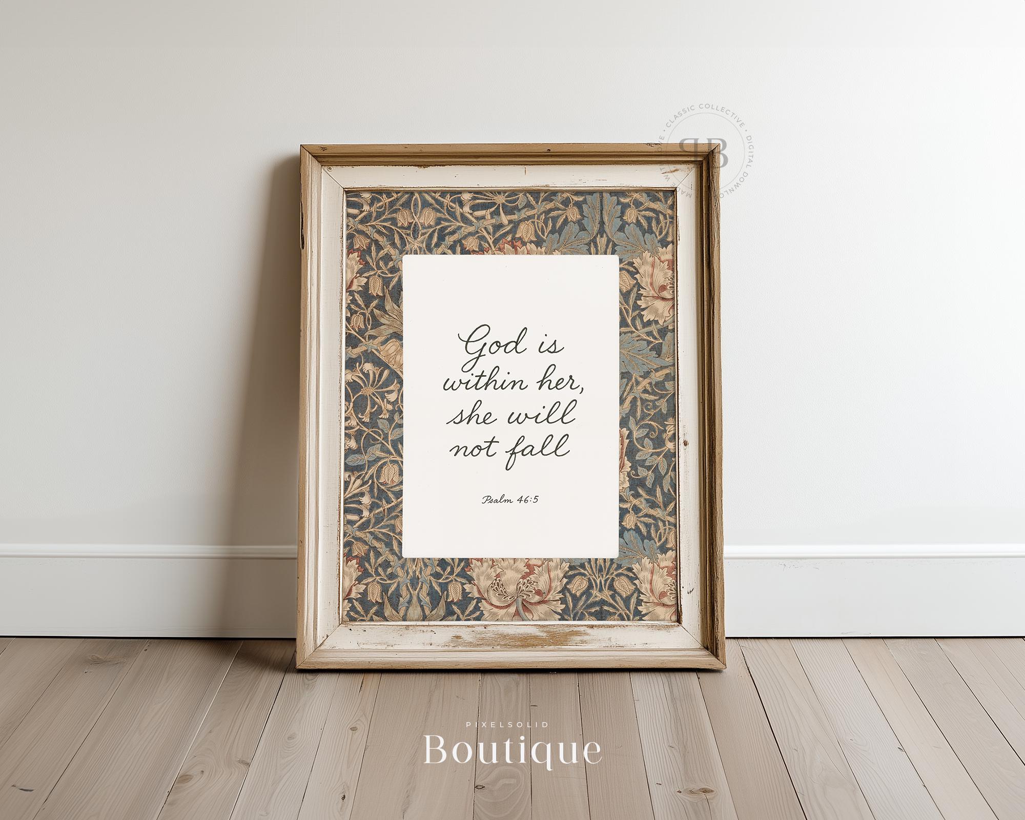 God is Within Her Psalm 46:5 Print, Christian Wall Art for Women, Bible ...