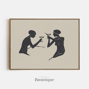 Neutrale elegante minimalistische kunstprint | Wanddecoratie barwagen | Modern wanddecoratie | Unieke zwart-wit gejuichillustratie, nr. 431