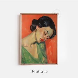 Classic Portrait Of A Woman, Moody Warm Tones, Vintage French Art, Downloadable Wall Print, Fine Art Decor, Old-fashioned, No.211