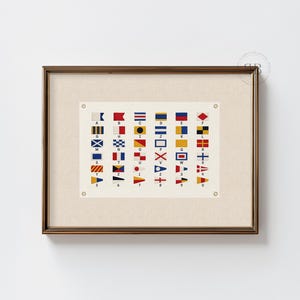 Nautical Signal Flag Print, International Code Flags Chart, Maritime Wall Art, Sailing Decor, Digital Download, No.2225