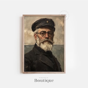Sea Captain Portrait Digital Download Art Print, Nautical Wall Decor for Living Room or Office, Vintage Style, No.599