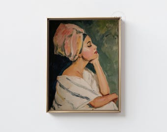Woman Portrait, Impressionist Oil Painting (Digital Download)