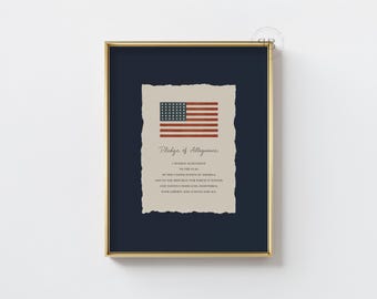 Pledge of Allegiance Art Print: Patriotic American Flag (Digital Download)