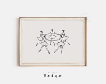 Ballerina Line Drawing Print, Minimalist Dance Art (Digital Download)
