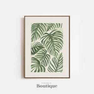 Monstera Leaf Wall Art Print, Minimalist Green Botanical Poster, Tropical Plant Decor, Modern Jungle Leaves Art, Monstera Print, No.448