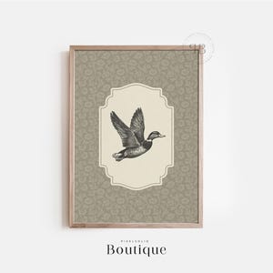 Flying Duck Illustration Digital Download Wall Art – Rustic Vintage-Style Printable Home Décor for Farmhouse or Office No.591