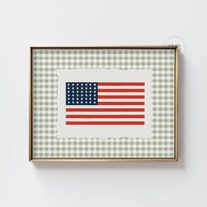 Patriotic American Flag Art Print, USA Painting, America wall Decor, Flag wall Print, 4th of July Download, USA Farmhouse Home Decor, No.784