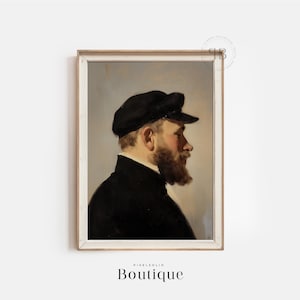Sailor Portrait Art Print, Nautical Wall Decor, Rustic Coastal Home Decoration, Classic Vintage-Style Maritime Man Illustration, No.508